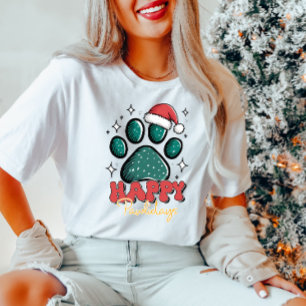 Happy Pawholidays Santa Paw Print T-shirt