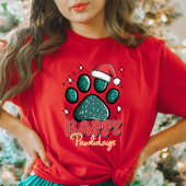 Happy Pawholidays Santa Paw Print T-shirt