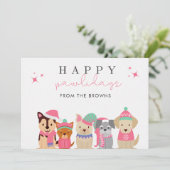 Happy Pawholidays Schattige Hondenkerst Feestdagenkaart (Staand voorkant)