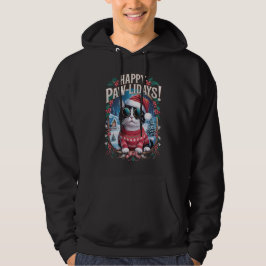 Happy Pawholidays Tuxedo Cat Vrolijk Kerstfeest Hoodie