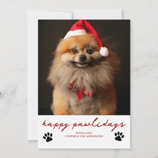 Happy Pawliday Huisdier Hond Foto Kerstmis Feestdagenkaart (Voorkant)