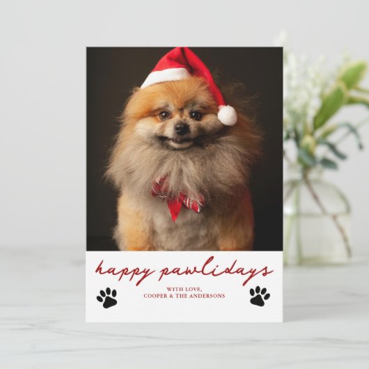 Happy Pawliday Huisdier Hond Foto Kerstmis Feestdagenkaart (Staand voorkant)