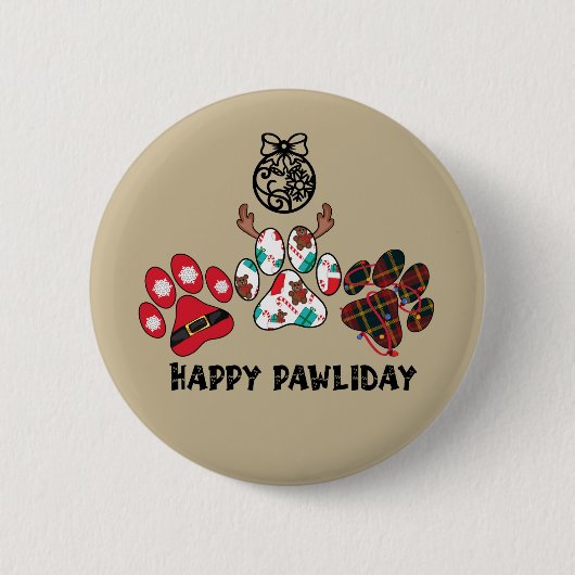 Happy Pawliday - kerstfeestdag Button (Voorkant)
