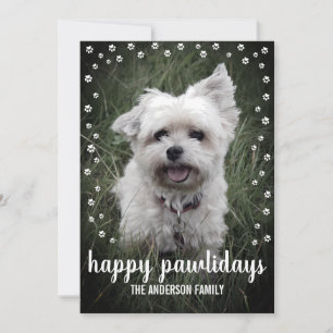 Happy Pawlidays 1 Foto Moderne Elegant Dog Holiday Feestdagenkaart