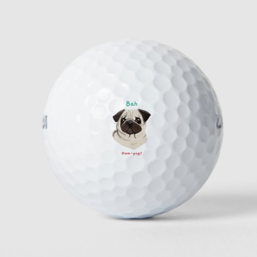 Happy Pawlidays Bah Hum-pug Golfballen (Voorkant)