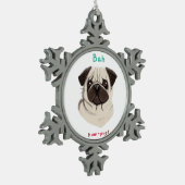 Happy Pawlidays Bah Hum-pug Tin Sneeuwvlok Ornament (Links)