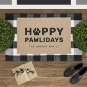 Happy Pawlidays Black en Tan Custom Dog Name Deure Deurmat