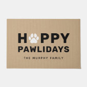 Happy Pawlidays Black en Tan Custom Dog Name Deure Deurmat (Voorkant)