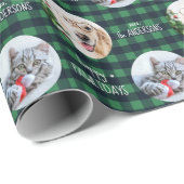 Happy Pawlidays Buffalo Pset Custom Cat Dog Photo Cadeaupapier (Rol Hoek)