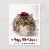 Happy PAWlidays Cat Lover Pet met kerstfoto Feestdagenkaart (Voorkant)