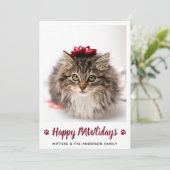 Happy PAWlidays Cat Lover Pet met kerstfoto Feestdagenkaart (Staand voorkant)