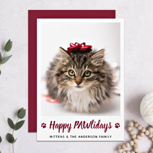 Happy PAWlidays Cat Lover Pet met kerstfoto Feestdagenkaart