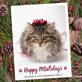 Happy PAWlidays Cat Lover Pet met kerstfoto Feestdagenkaart