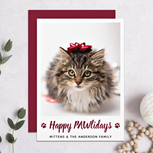 Happy PAWlidays Cat Lover Pet met kerstfoto Feestdagenkaart