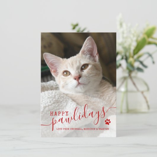 Happy Pawlidays Cat Pet Feestdagenkaart (Staand voorkant)
