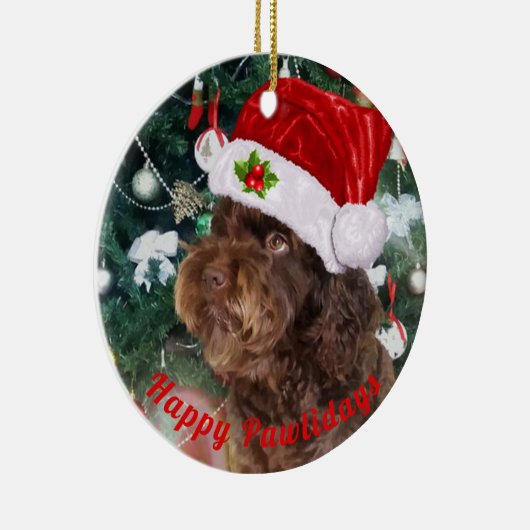 Happy Pawlidays Ceramic Ornament (Rechts)