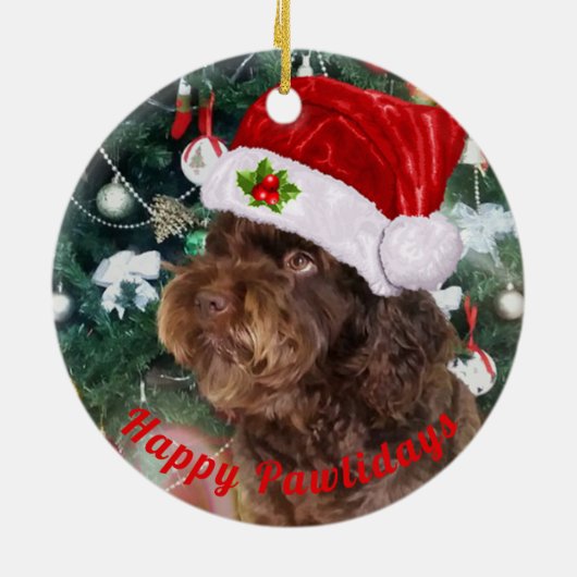 Happy Pawlidays Ceramic Ornament (Achterkant)