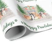 Happy Pawlidays Cute Dogs Hondenliefhebber Kerstmi Cadeaupapier (Rol Hoek)