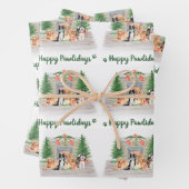 Happy Pawlidays Cute Dogs Hondenliefhebber Kerstmi Inpakpapier Vel (In situ)
