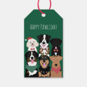 Happy Pawlidays Cute Kersthonden Cadeaulabel (Voorkant)