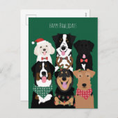 Happy Pawlidays Cute Kersthonden Feestdagenkaart (Voorkant / Achterkant)