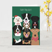 Happy Pawlidays Cute Kersthonden Kaart (Gele Bloem)