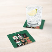 Happy Pawlidays Cute Kersthonden Kartonnen Onderzetters (Insitu)