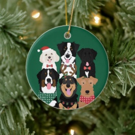 Happy Pawlidays Cute Kersthonden Keramisch Ornament
