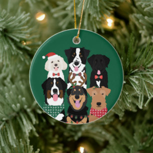 Happy Pawlidays Cute Kersthonden Keramisch Ornament