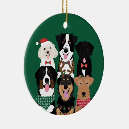 Happy Pawlidays Cute Kersthonden Keramisch Ornament (Rechts)