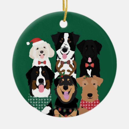 Happy Pawlidays Cute Kersthonden Keramisch Ornament (Voorkant)