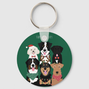 Happy Pawlidays Cute Kersthonden Sleutelhanger