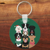 Happy Pawlidays Cute Kersthonden Sleutelhanger (Voorkant)