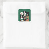 Happy Pawlidays Cute Kersthonden Vierkante Sticker (Tas)