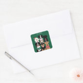 Happy Pawlidays Cute Kersthonden Vierkante Sticker (Envelop)