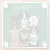 Happy Pawlidays Cute Kerstmis Glazen Onderzetter (Achterkant)