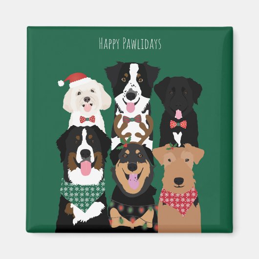 Happy Pawlidays Cute Kerstmis Magneet (Voorkant)