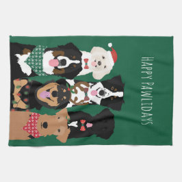 Happy Pawlidays Cute Kerstmis Theedoek