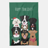 Happy Pawlidays Cute Kerstmis Theedoek (Verticaal)
