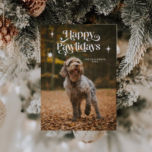Happy Pawlidays Dog-foto voor kerstmis Feestdagenkaart