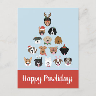 Happy Pawlidays Dog kerstboom Briefkaart