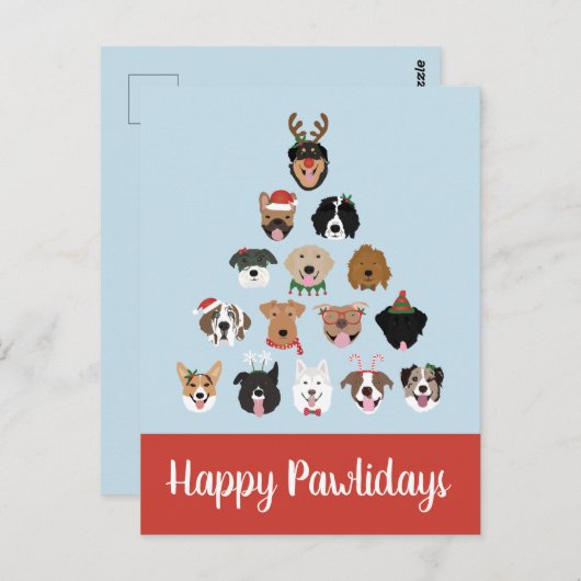Happy Pawlidays Dog kerstboom Briefkaart (Voorkant / Achterkant)