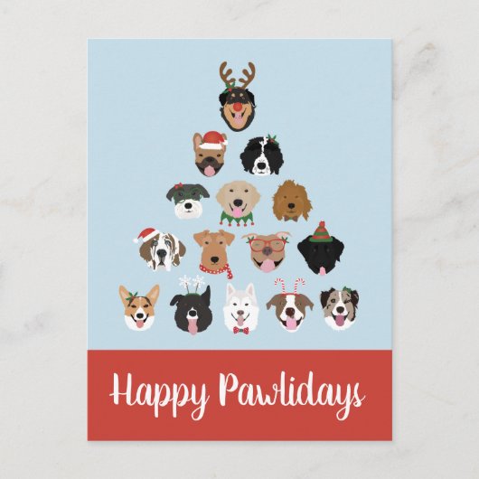 Happy Pawlidays Dog kerstboom Briefkaart (Voorkant)