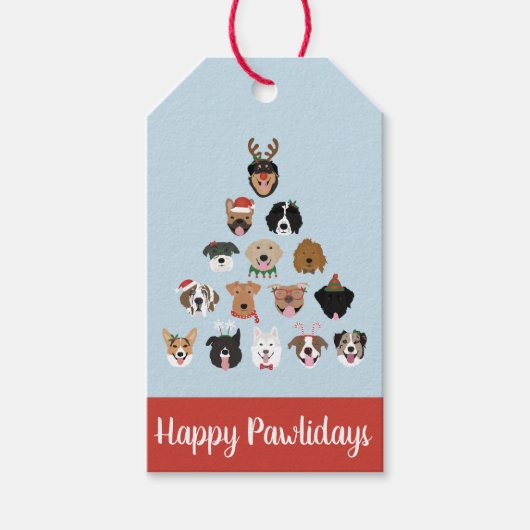 Happy Pawlidays Dog kerstboom Cadeaulabel (Voorkant)