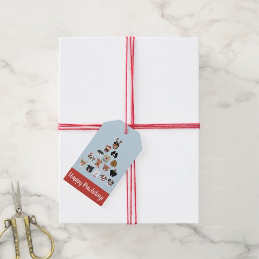 Happy Pawlidays Dog kerstboom Cadeaulabel (Met Touw)