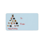 Happy Pawlidays Dog kerstboom Etiket (Voorkant)