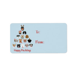 Happy Pawlidays Dog kerstboom Etiket