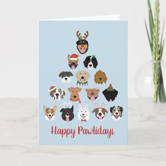 Happy Pawlidays Dog kerstboom Kaart (Voorkant)