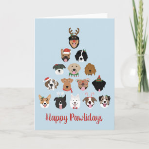 Happy Pawlidays Dog kerstboom Kaart