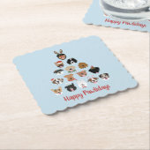 Happy Pawlidays Dog kerstboom Kartonnen Onderzetters (Gebogen)